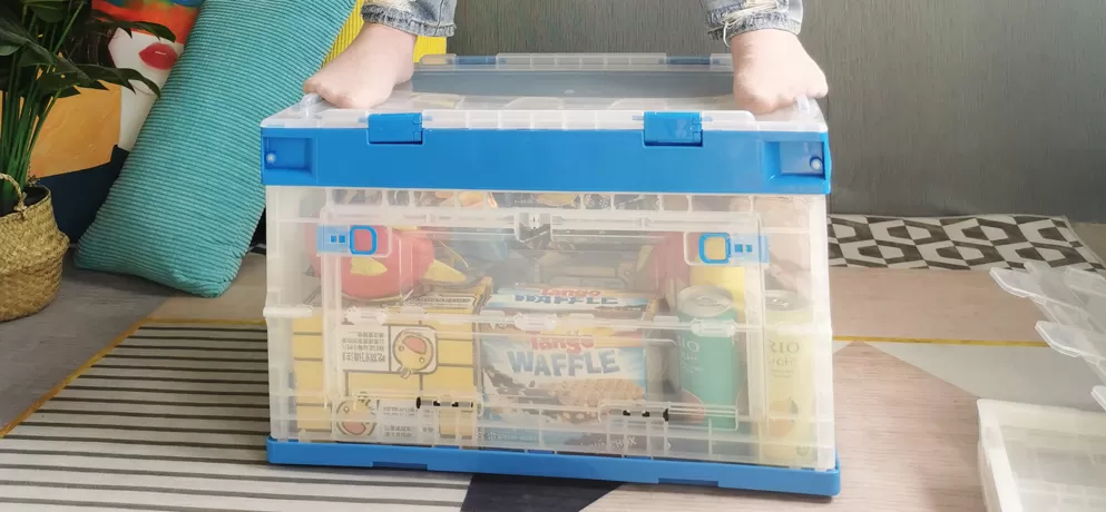 Zhengji folding plastic box outdoor storage box with open door household storage box