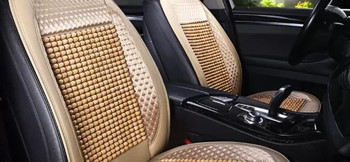 Beige Double-Seat Wooden Bead Cushion