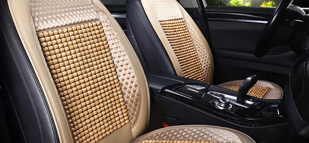 Beige Double-Seat Wooden Bead Cushion