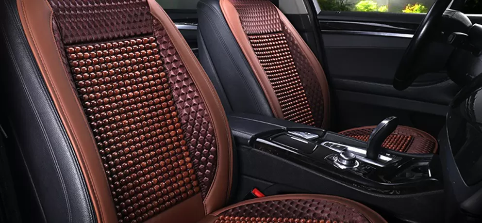 Brown Double-Seat Wooden Bead Cushion